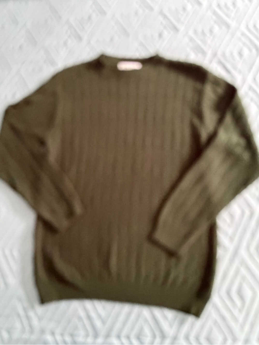 Alfred Dunner Olive Ribbed Crewneck Sweater